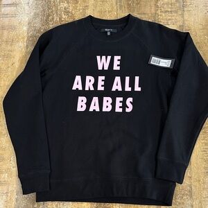 Black 'We Are All Babes' Crewneck Sweatshirt - Pink Lettering